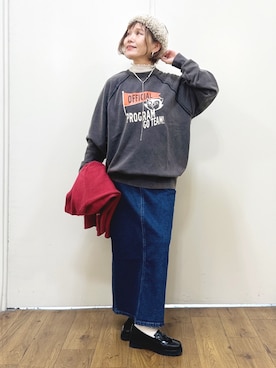「Three Four Time（ｽﾘｰﾌｫｰﾀｲﾑ）のアイテム」を使った、m@さん（レディース・155cm）の秋コーディネート