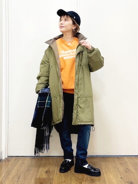 「EDWIN（エドウィン）のアイテム」を使った、m@さん（レディース・155cm）の秋コーディネート