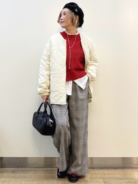 「アイテム（ネックレス）」を使った、まーちゃん（m@）さん（レディース・155cm）の冬コーディネート