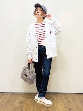 「Minnetonka（ミネトンカ）のアイテム」を使った、m@さん（レディース・155cm）の秋コーディネート