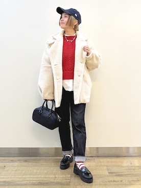 「アイテム（ローファー）」を使った、まーちゃん（m@）さん（レディース・155cm）の秋コーディネート