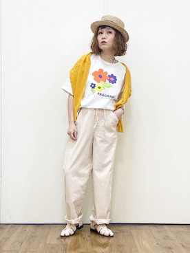「フラワープリント」｜「アイテム（その他）」を使った、m@さん（レディース・155cm）の夏コーディネート