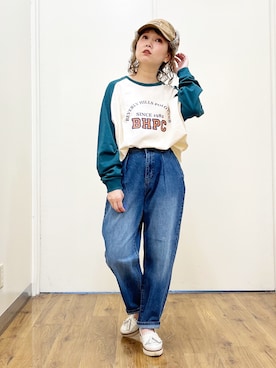 「CAMP7」｜「アイテム（帽子）」を使った、m@さん（レディース・155cm）の秋コーディネート