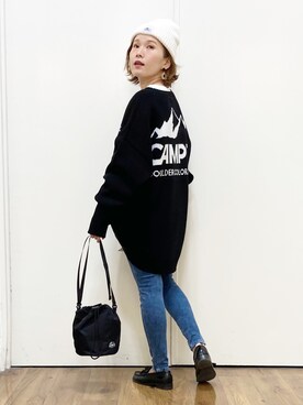 「CAMP7」｜「アイテム（ニットキャップ/ビーニー）」を使った、m@さん（レディース・155cm）の秋コーディネート