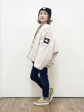 「CAMP7（キャンプセブン）のアイテム（その他アウター）」を使った、m@さん（レディース・155cm）の冬コーディネート