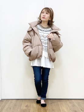 「HONEYSUCKLE ROSE（ハニーサックルローズ）のアイテム（その他アウター）」を使った、m@さん（レディース・155cm）の冬コーディネート