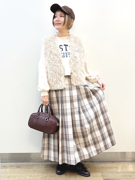 「アイテム（ネックレス）」を使った、まーちゃん（m@）さん（レディース・155cm・40代）の秋コーディネート