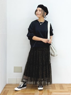 「アイテム（ピアス（両耳用））」を使った、まーちゃん（m@）さん（レディース・155cm）の秋コーディネート
