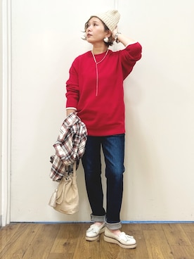 「Three Four Time（ｽﾘｰﾌｫｰﾀｲﾑ）のアイテム」を使った、m@さん（レディース・155cm）の秋コーディネート
