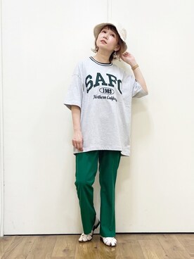 「HONEYSUCKLE ROSE（ハニーサックルローズ）の【HONEYSUCKLE ROSE】フリンジバケットハット（ハット）」を使った、まーちゃん（m@）さん（レディース・155cm）の春コーディネート