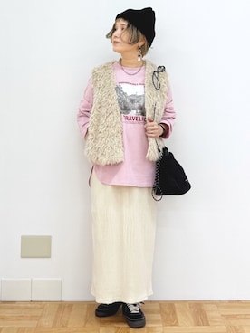 「アイテム（ベスト）」を使った、まーちゃん（m@）さん（レディース・155cm）の秋コーディネート