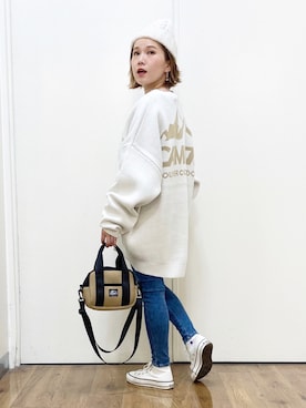 「CAMP7」｜「アイテム（ニットキャップ/ビーニー）」を使った、m@さん（レディース・155cm）の秋コーディネート