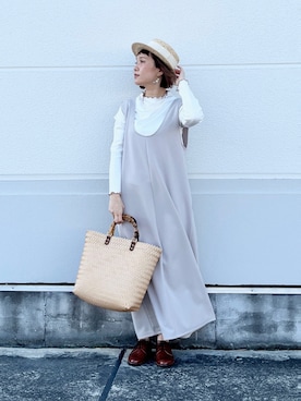 「ドレスシューズ」｜「アイテム（オールインワン・サロペット）」を使った、m@さん（レディース・155cm）の春コーディネート