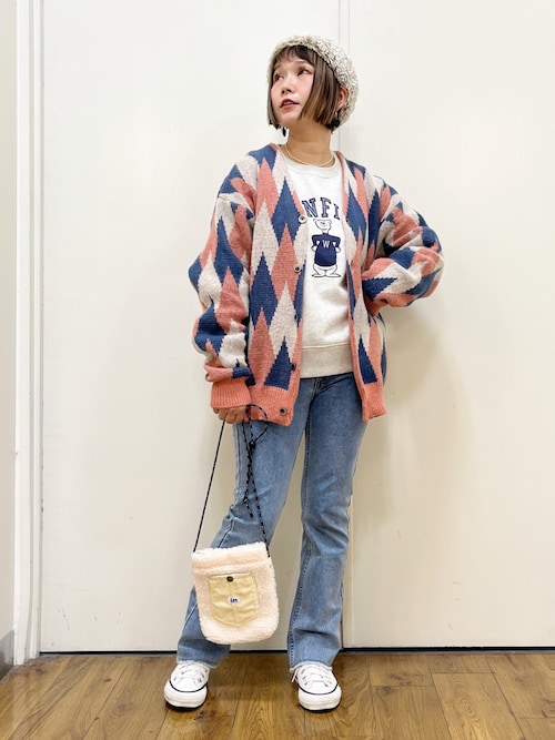 トップス カーディガン シャツ 異素材 重ね着コーデ アーガイル柄 デニム 前ボタン ガーリーコーデ イエロー レッド ホワイト 半額以下クーポン有】カーディガン シャツ アウター レディース