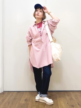 「Right-on（ライトオン）のアイテム（キャップ）」を使った、m@さん（レディース・155cm）の秋コーディネート