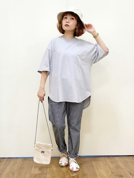 「RAG MACHINE（ラグマシーン）のアイテム（ハット）」を使った、まーちゃん（m@）さん（レディース・155cm）の夏コーディネート