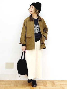 「アイテム（ニットキャップ/ビーニー）」を使った、まーちゃん（m@）さん（レディース・155cm）の秋コーディネート
