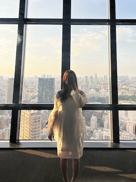 「アイテム（ジャケット/アウター、ホワイト系）」を使った、ameさん（レディース・156cm）の夏コーディネート