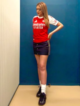 「スリーストライプス」｜HNさん（レディース・174cm）の夏コーディネート