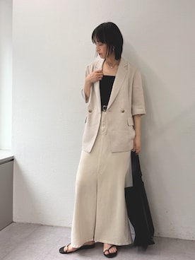 「GALLARDAGALANTE（ガリャルダガランテ）のナローコードチョーカー（ネックレス、シルバー系）」を使った、gg＿sachikoooさん（レディース・167cm）の春コーディネート
