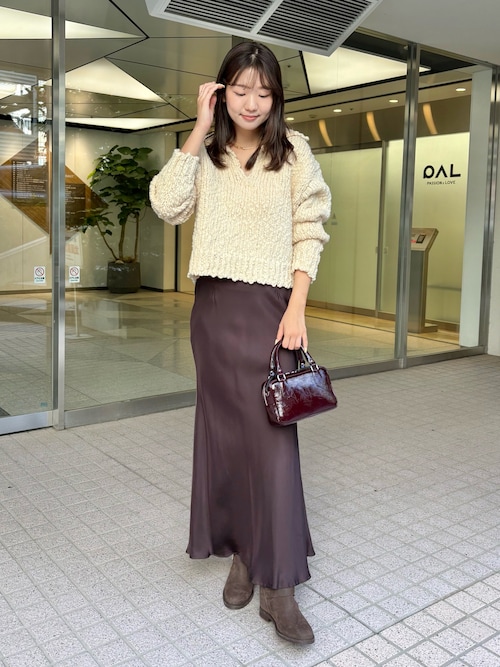 美品【Drawing Numbers】キュプラバイアスマーメイドスカート38茶 キュプラバイアスマーメイドスカート | Drawing Numbers(ドローイング