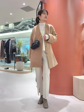 「アイテム（ノーカラーコート）」を使った、wgmasagoさん（レディース・166cm）の冬コーディネート