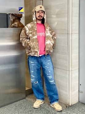 「BEAMS（ビームス）のテック ジップ フーディ―（ブルゾン、ブラウン系）」を使った、BEAMSさん（メンズ・170cm）の春コーディネート