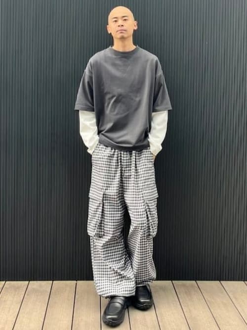 セール】ワイドストレート チェック カーゴ パンツ（その他パンツ