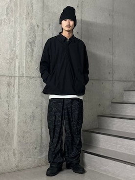 「BEAMS（ビームス）のテック プルオーバー シャツ（シャツ/ブラウス、ブラック系）」を使った、BEAMSさん（メンズ・170cm）の春コーディネート
