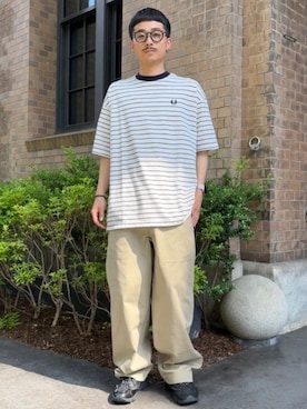 「FRED PERRY（フレッドペリー）のアイテム」を使った、BEAMSさん（メンズ・170cm）の夏コーディネート
