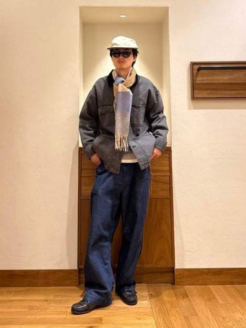 セール】フェード デニム ルーズ カバーオールジャケット(ブルゾン セール】フェード デニム ルーズ カバーオールジャケット(ブルゾン