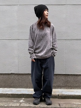「BEAMS（ビームス）のライトニング ジャカード ロングスリーブ Tシャツ（Tシャツ/カットソー、グレー系）」を使った、BEAMSさん（メンズ・172cm）の秋コーディネート