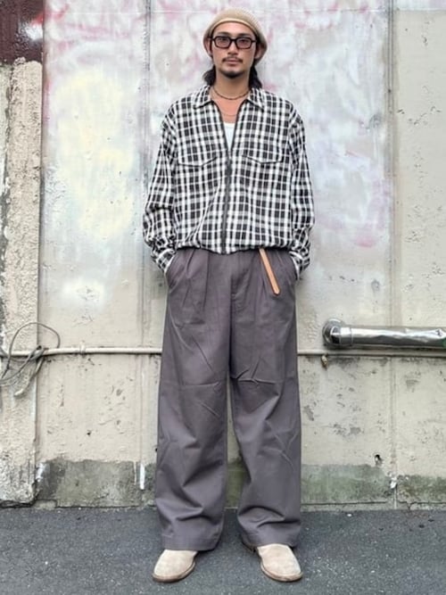 【新品 L タグ付】BEAMS+ 2プリーツ ワイド チノパンツ ブラック BEAMS+（ビームスプラス） チノパン 「ビームスの百名品」2プリーツ