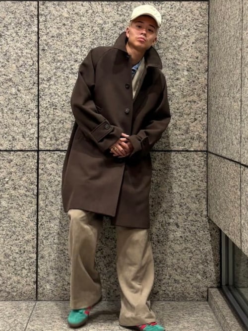 セール】ワイドフィット フリース ステンカラーコート（ステンカラー