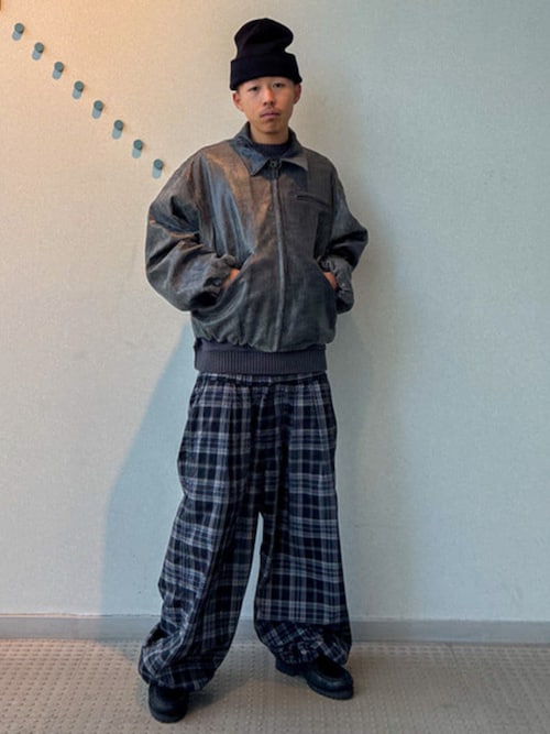 ワイドショートフィット ゴートレザー ジップブルゾン（ブルゾン
