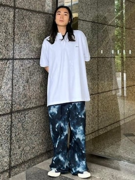 「BEAMS（ビームス）のワンポイント ポロシャツ 【ベーシックフィット】（ポロシャツ、ホワイト系）」を使った、BEAMSさん（メンズ・173cm）の夏コーディネート