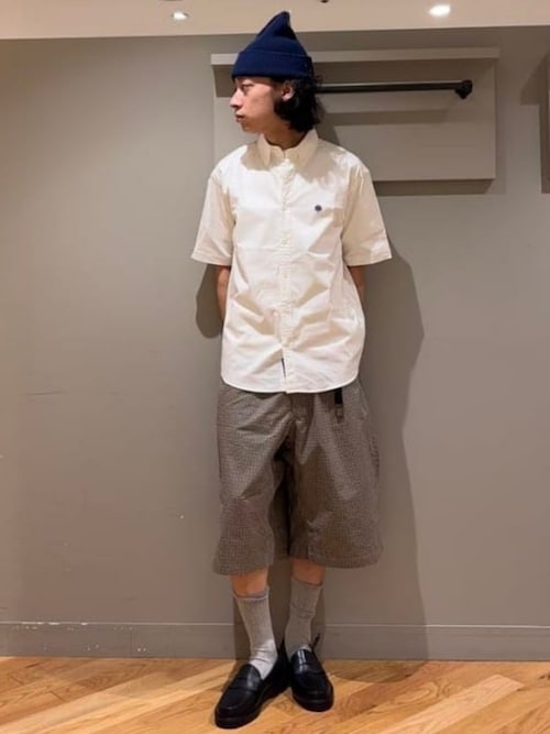 ストレッチ エンブレム ボタンダウンシャツ