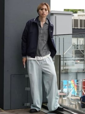 「Clarks（クラークス）のアイテム」を使った、BEAMSさん（メンズ・186cm）の夏コーディネート