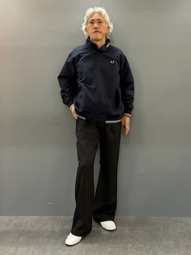 「FRED PERRY（フレッドペリー）の【別注】FRED PERRY / Zip Blouson 26FW（ブルゾン、ブルー系）」を使った、BEAMSさん（メンズ・172cm）の秋コーディネート