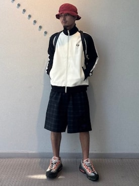 「アイテム（ジャージ）」を使った、BEAMSさん（メンズ・166cm）の夏コーディネート