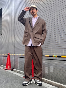 「BEAMS（ビームス）のアイテム（スラックス）」を使った、BEAMSさん（メンズ・185cm）の春コーディネート