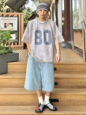 「アイテム（ニットキャップ/ビーニー）」を使った、BEAMSさん（メンズ・166cm）の夏コーディネート