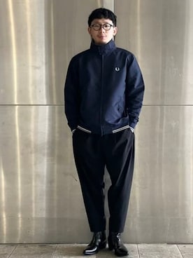 「FRED PERRY（フレッドペリー）の【別注】FRED PERRY / Zip Blouson 26FW（ブルゾン、ブルー系）」を使った、BEAMSさん（メンズ・172cm）の秋コーディネート