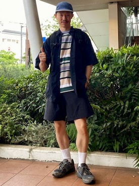 「アイテム（シャツ/ブラウス）」を使った、BEAMSさん（メンズ・166cm）の夏コーディネート