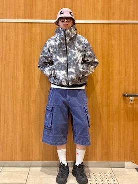 「BEAMS（ビームス）のテック ジップ フーディ―（ブルゾン、ブラック系）」を使った、BEAMSさん（メンズ・170cm）の春コーディネート