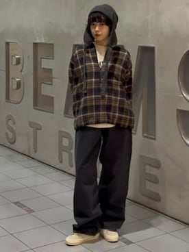 「BEAMS（ビームス）のハーフジップ プルオーバー シャツ（シャツ/ブラウス、ブラウン系）」を使った、BEAMSさん（メンズ・167cm）の秋コーディネート