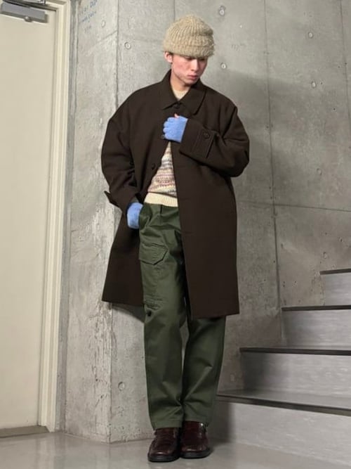 セール】ワイドフィット フリース ステンカラーコート（ステンカラー