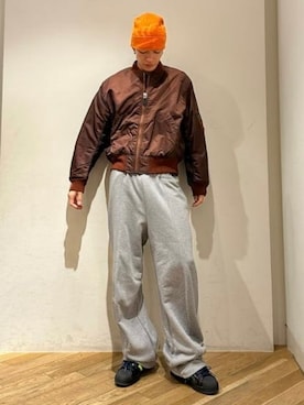 「アイテム（MA-1）」を使った、BEAMSさん（メンズ・179cm）の秋コーディネート