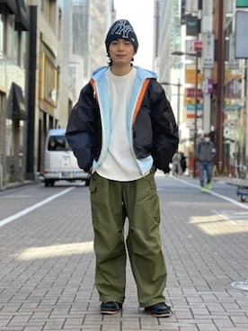 「BEAMS（ビームス）のアイテム（MA-1）」を使った、BEAMSさん（メンズ・168cm）の春コーディネート