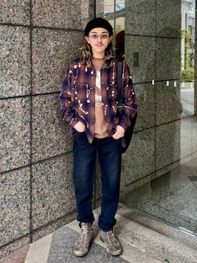 「RED CARD TOKYO（レッドカード）のアイテム（パンツ）」を使った、BEAMSさん（メンズ・168cm）の春コーディネート